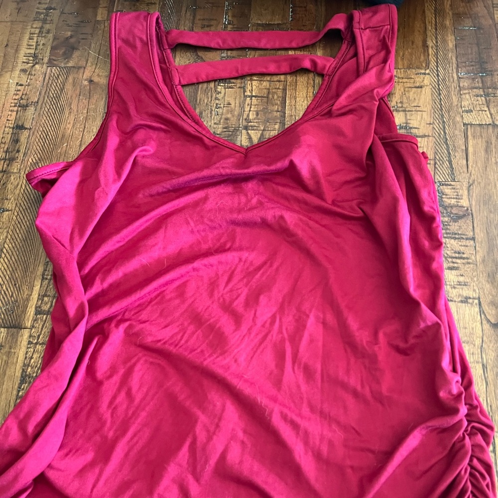 Burgundy Stretch Tank w/ Drawstring End